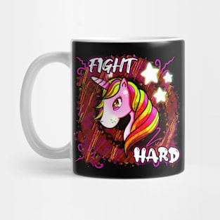 Fight Hard - Cute Unicorn Abstract Stars Mug